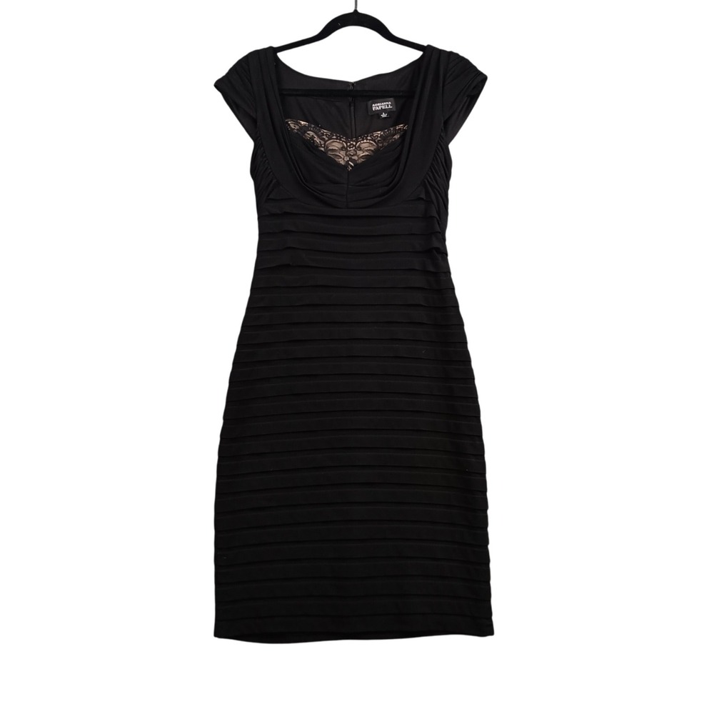 Adrianna Papell Black Dress Women's Size 8 Sleeveless Lace Cocktail